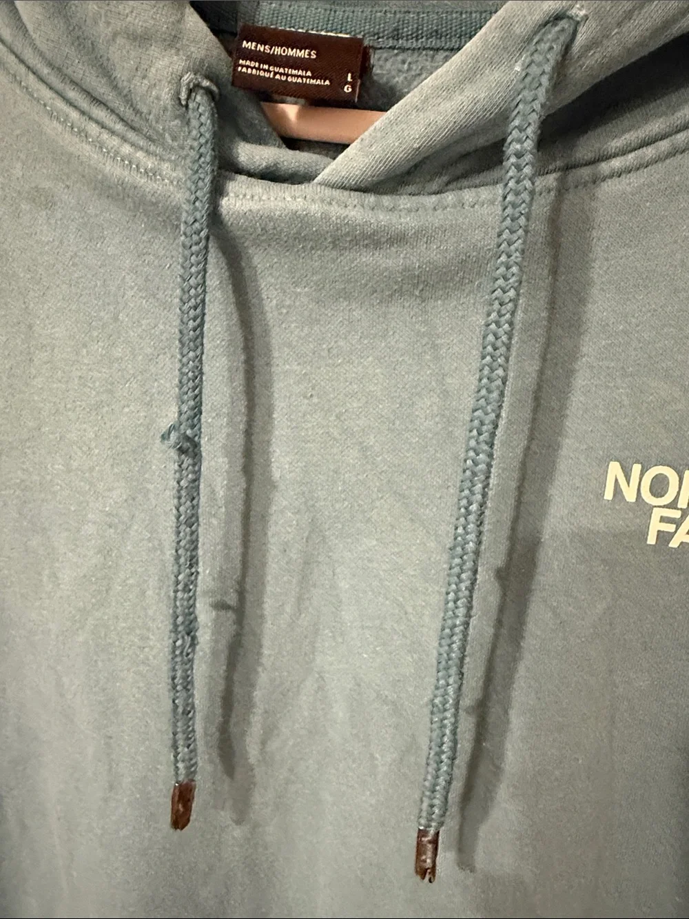 The North Face Men's Teal Pullover Hoodie Logo graphic L Large sweatshirt aqua